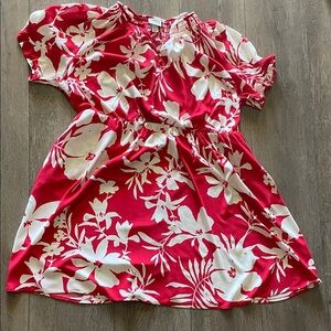 Ava & Viv Red and White Floral Short Sleeve Dress